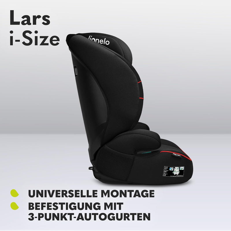 LIONELO LARS i-Size Kinderautositz 100–150 cm, Gruppe 2 3, Seitenschutz 10 Grad, Kopfstützenverstell