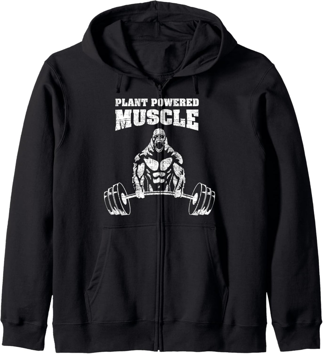 Plant Powered Muscles - Gorilla Gym Bodybuilding Spruch Kapuzenjacke