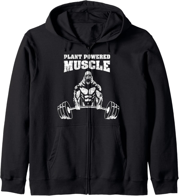 Plant Powered Muscles - Gorilla Gym Bodybuilding Spruch Kapuzenjacke