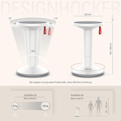 Interstuhl UPis1 - ergonomischer Sitzhocker mit Schwingeffekt - höhenverstellbar - Hocker mit rutsch