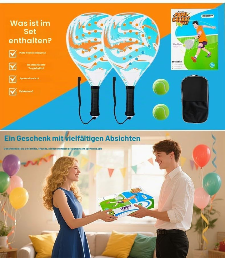 Padel Schläger-Set mit ABS-Oberfläche und Eva-Schaumkern, für Erwachsene, inklusive Zwei Bällen und