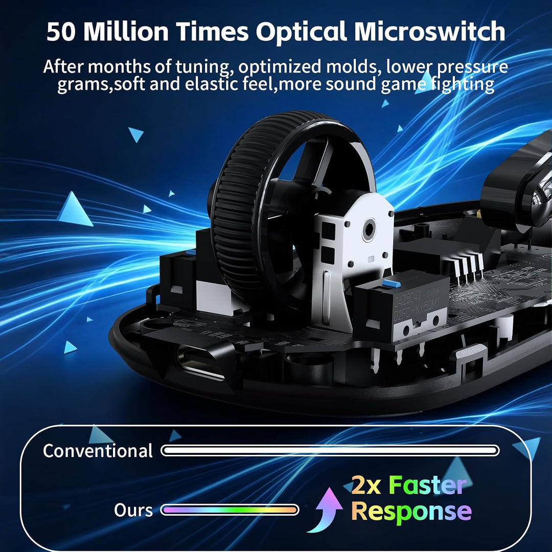 A.JAZZxMagic-Refiner R1 Gaming-Maus mit magnetischer Ladestation, PixArt PAW3311 Sensor, BT/2,4G Kab