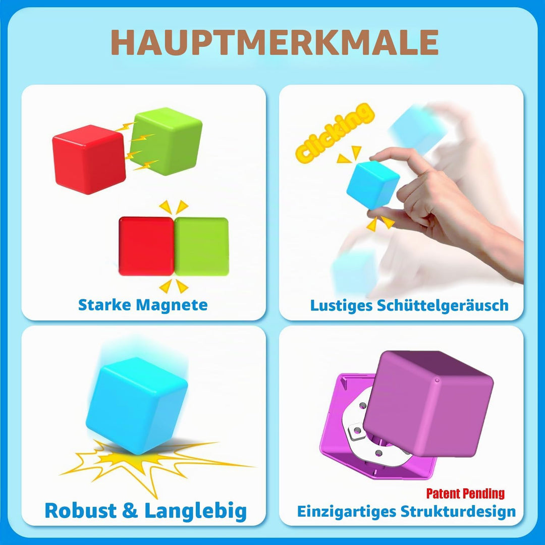 Pairez Toys Magnetische Bausteine, 1,65 Zoll grosse magnetische Stapelwürfel für Kleinkinder, sensor