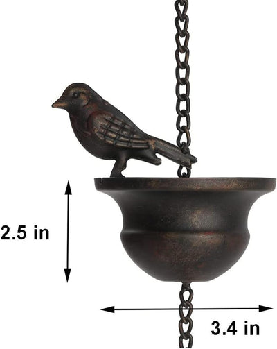 Pssopp Eisen Gehämmerte Cup Garden Products Regenkette, Regenketten Kolibri und Cup Regenketten Eise