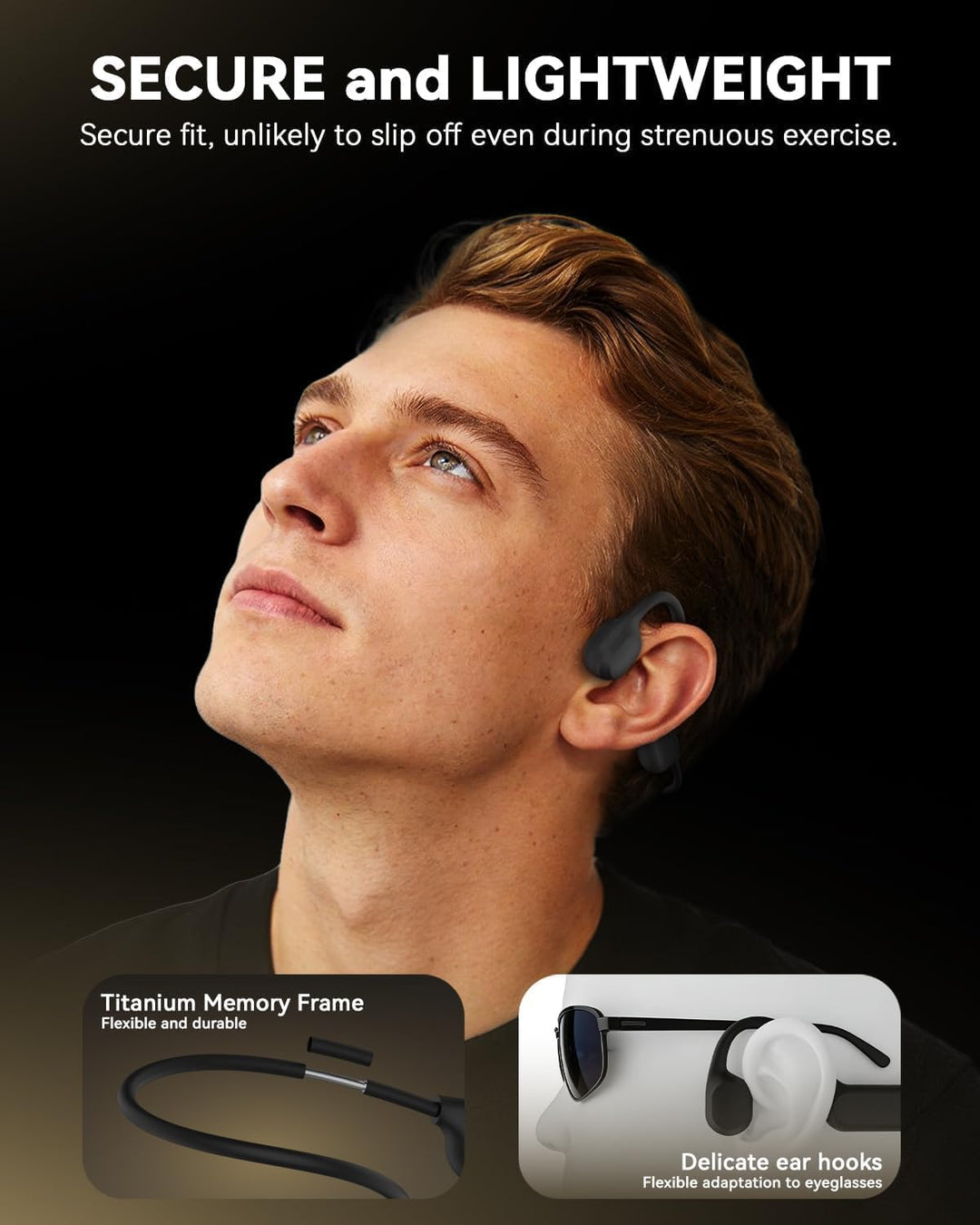 ANSTEN Knochenschall Kopfhörer Bluetooth 6.0, Echte Bone Conduction Headphones mit Klare Sprachübert