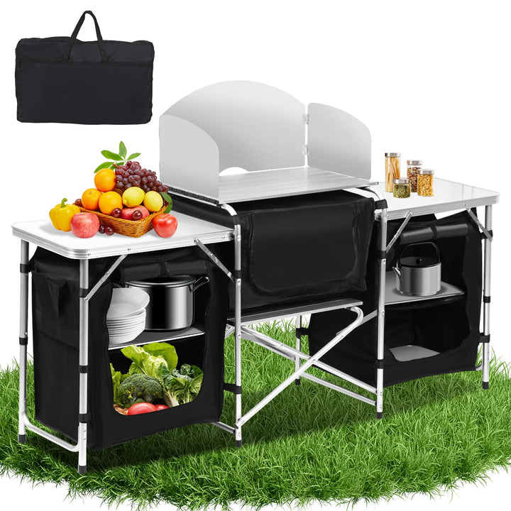 Campingküche mit Tragetasche Campingschrank Robuster Faltschrank Küchenbox Klappschrank,Verstellbare