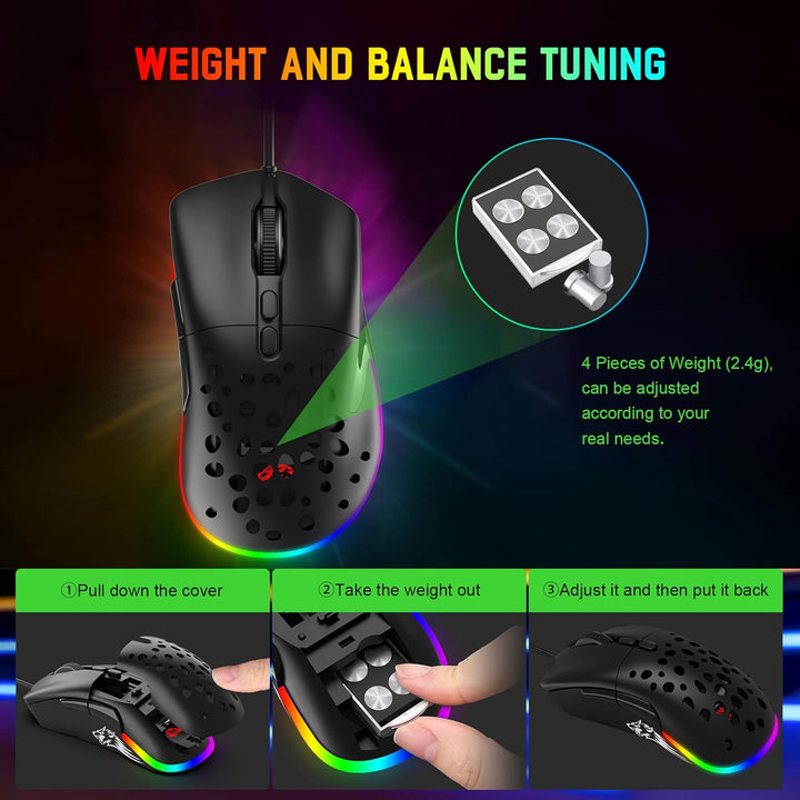 Mäuse D19 Wired Gaming Maus für Laptop, programmierbare Hintergrundbeleuchtung Maus 7 -Tasten, Mauss