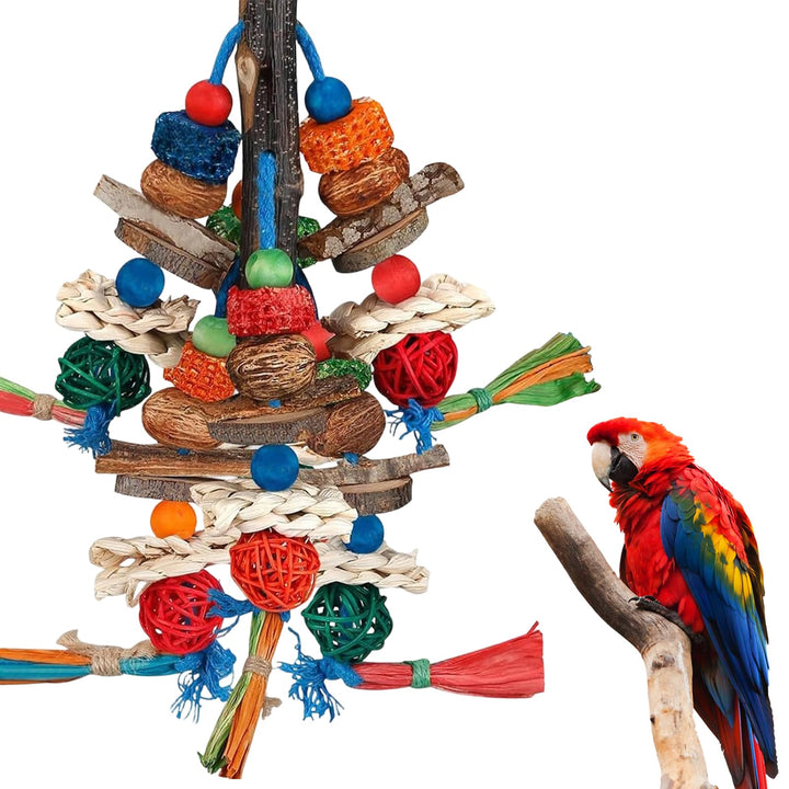 Papageienspielzeug Hängespielzeug, Vogelspielzeug Bunte Holzblock Kauen Maiskolben HängekäfigSpielze
