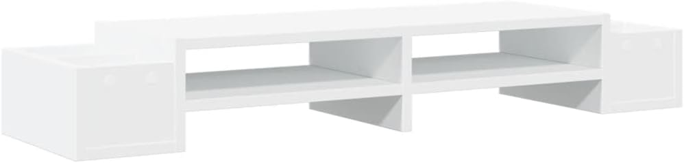 vidaXL Monitorständer mit Stauraum Weiss 100x27x15 cm Holzwerkstoff 100 x 27 x 15 cm Weiss, 100 x 27