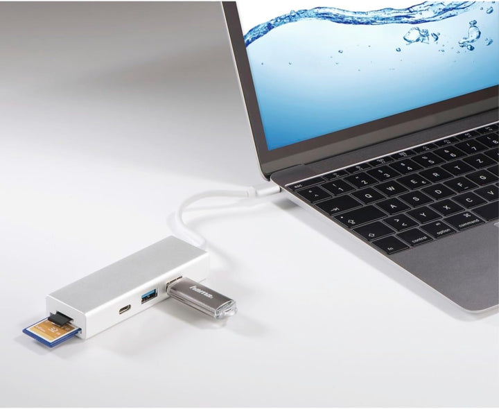 Hama USB 3.1 Type-C Hub, 3-fach, mit Kartenleser (2x USB-A, 1x USB-C, SD/SDHC/SDXC/microSD/microSDHC