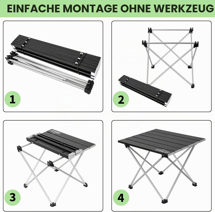 Campingtisch Klappbar, Klapptisch Camping, Tragbarer Picknicktisch Faltbar, Kleiner Aluminium-Klappt