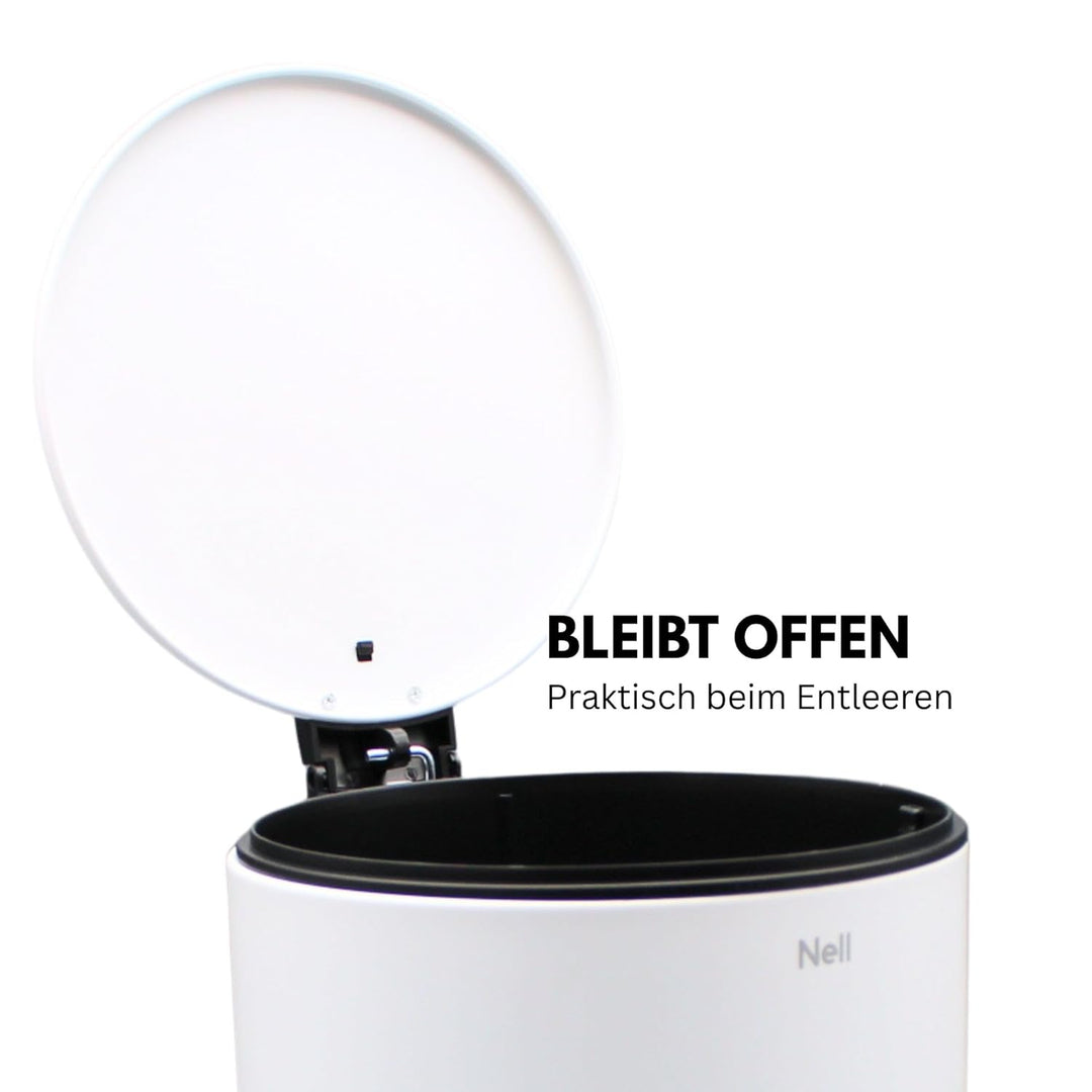 Nell Softclose Kosmetikeimer 5 L – Badmülleimer & Treteimer mit Metallpedal, leisem Deckel & herausn