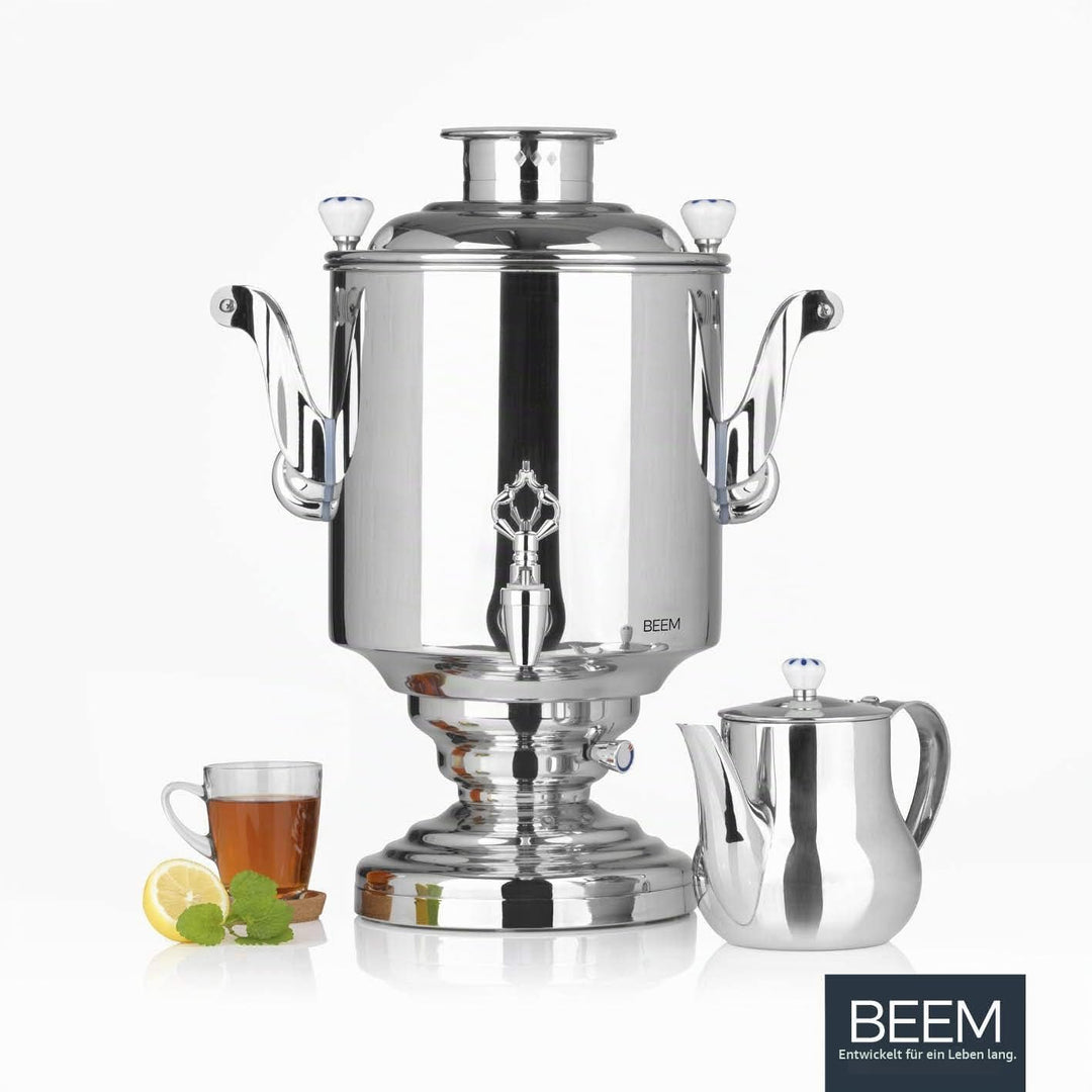 BEEM KATHARINA Samowar - 15 l | Edelstahl | Türkischer Teekocher elektrisch | 3000 W | 2L Teekanne m