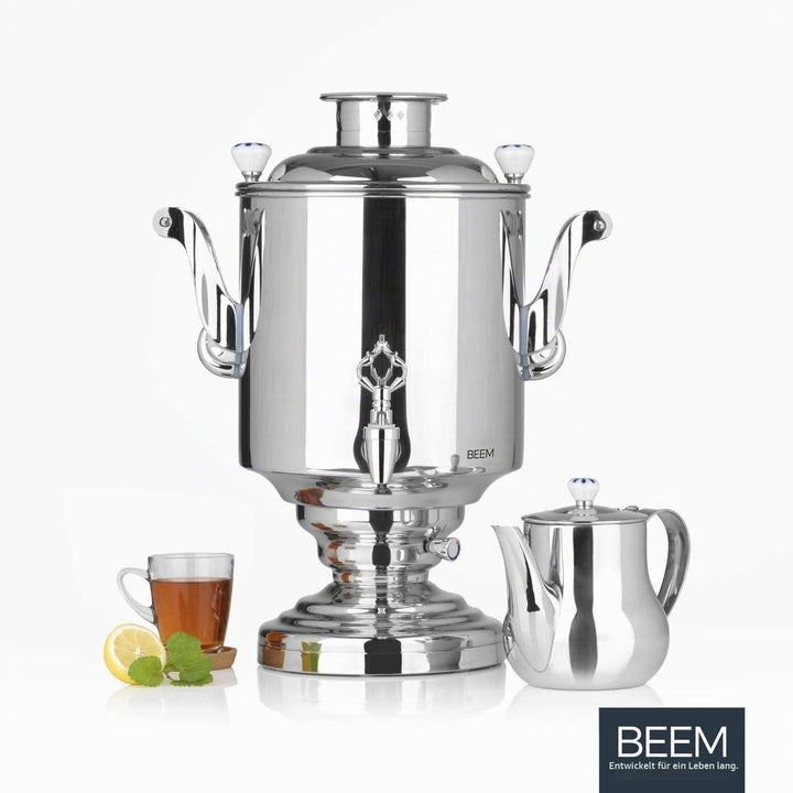 BEEM KATHARINA Samowar - 15 l | Edelstahl | Türkischer Teekocher elektrisch | 3000 W | 2L Teekanne m