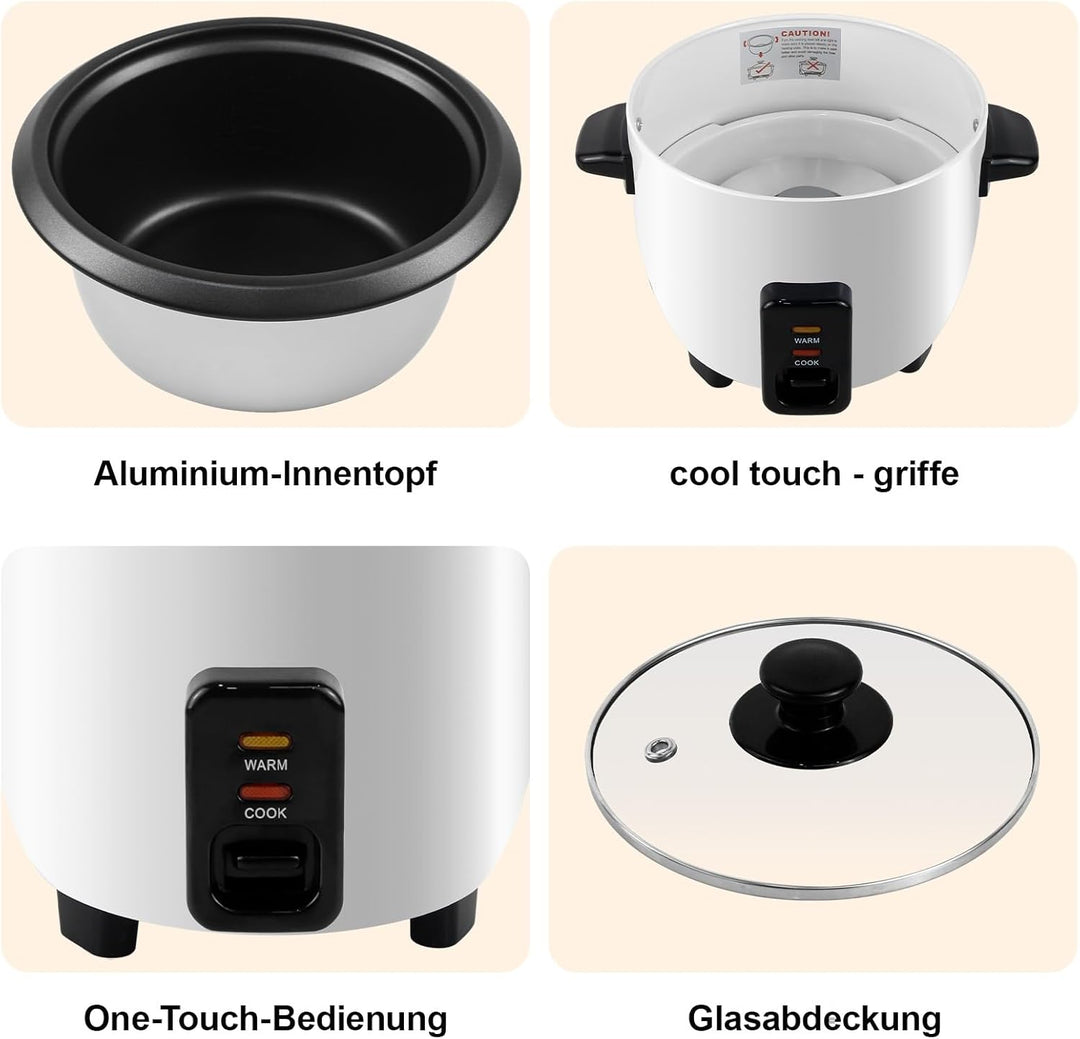 Reiskocher Klein mit Warmhaltefunktion, 0,6 Liter Mini Elektrischer Rice Cooker, Antihaftbeschichtet
