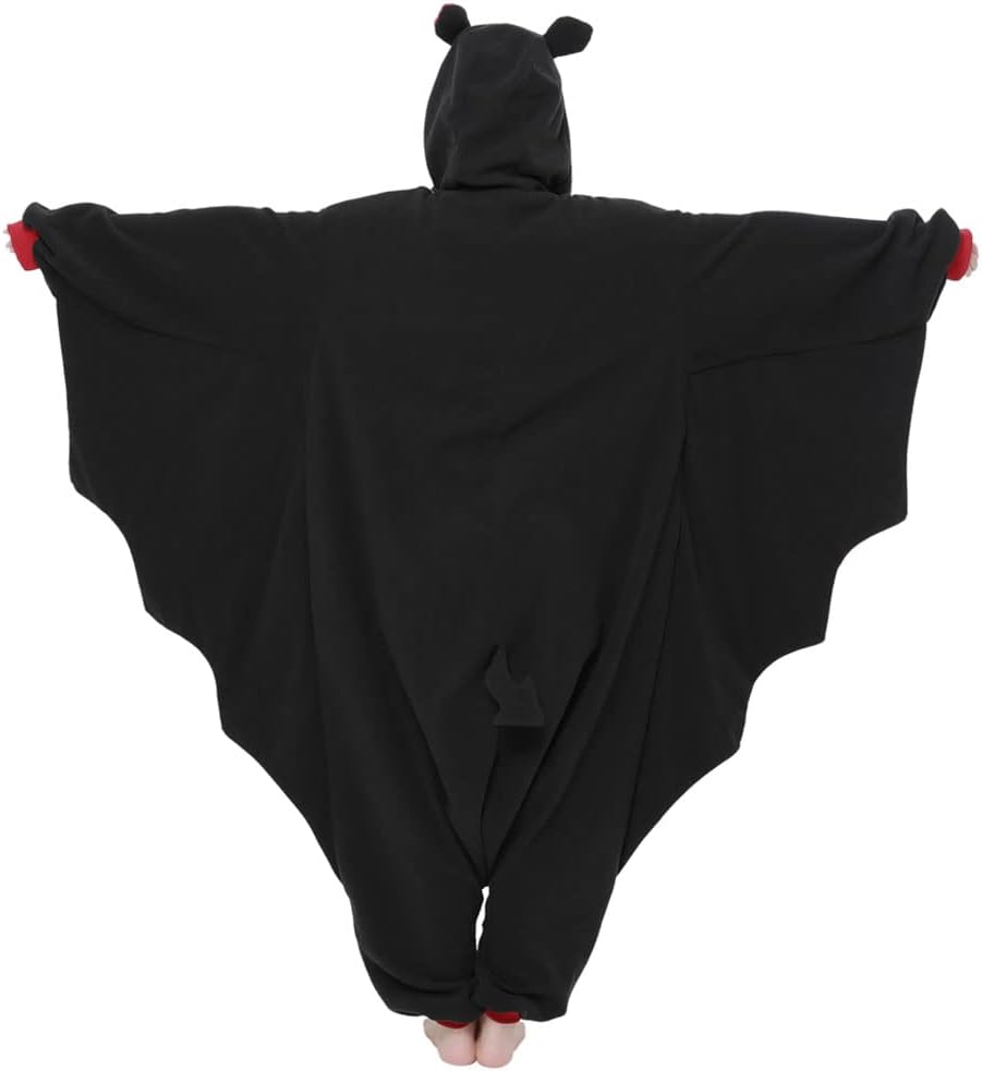 SAZAC Fledermaus Kigurumi - Onesie Jumpsuit Halloween Kostüm M-L Schwarz, M-L Schwarz