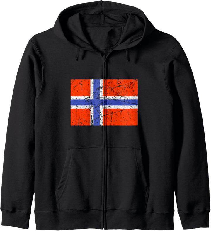 Retro Vintage Norwegen Flagge Kapuzenjacke