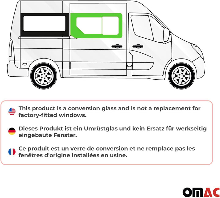 Seitenfenster Schiebefenster kompatibel mit Renault Master 2010-2023 Auto Rechts L1 Master L1 2010-2