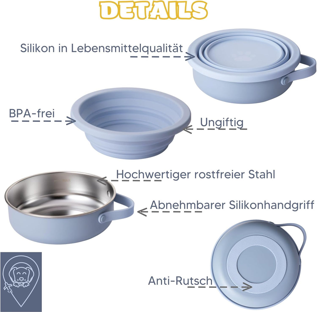 KPET® 2-in-1 Hundenapf Faltbar Für Unterwegs, Futternapf Hund Ideal Für den Alltag, Trinknapf Für de
