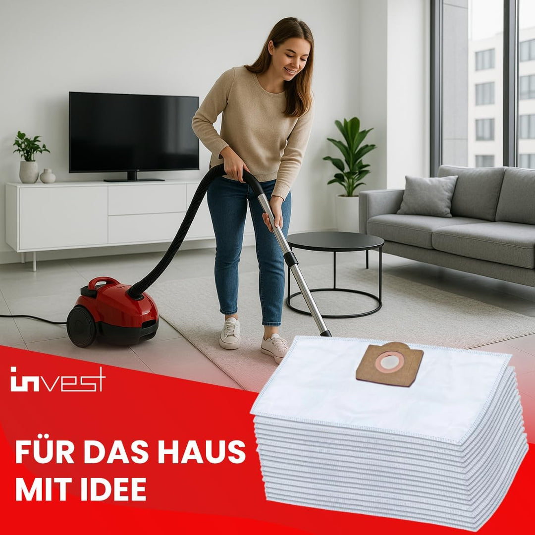 Invest - Staubsaugerbeutel Ersatz, Filtertüten kompatibel mit Kärcher: A 2150, 2201, 2201 F, A 2204,