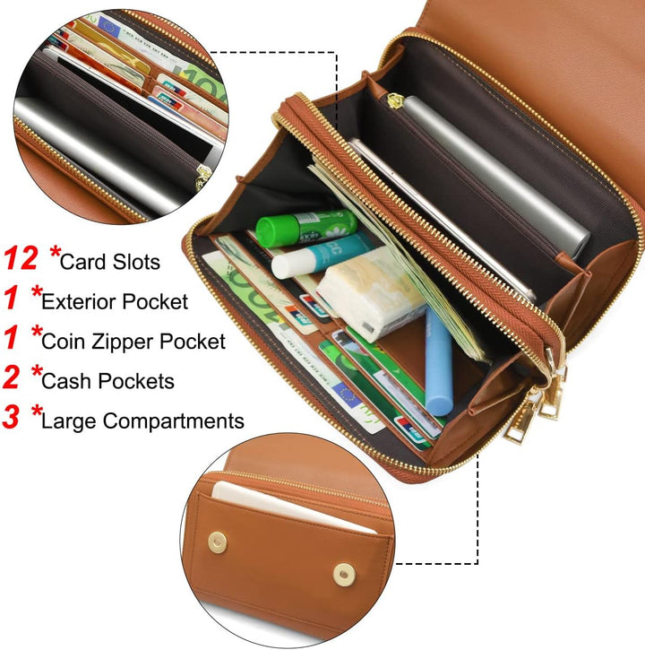 REETEE Handytasche Zum Umhängen Leder Damen Kleine Umhängetasche RFID Schutz Geldbörse Damen,Crossbo