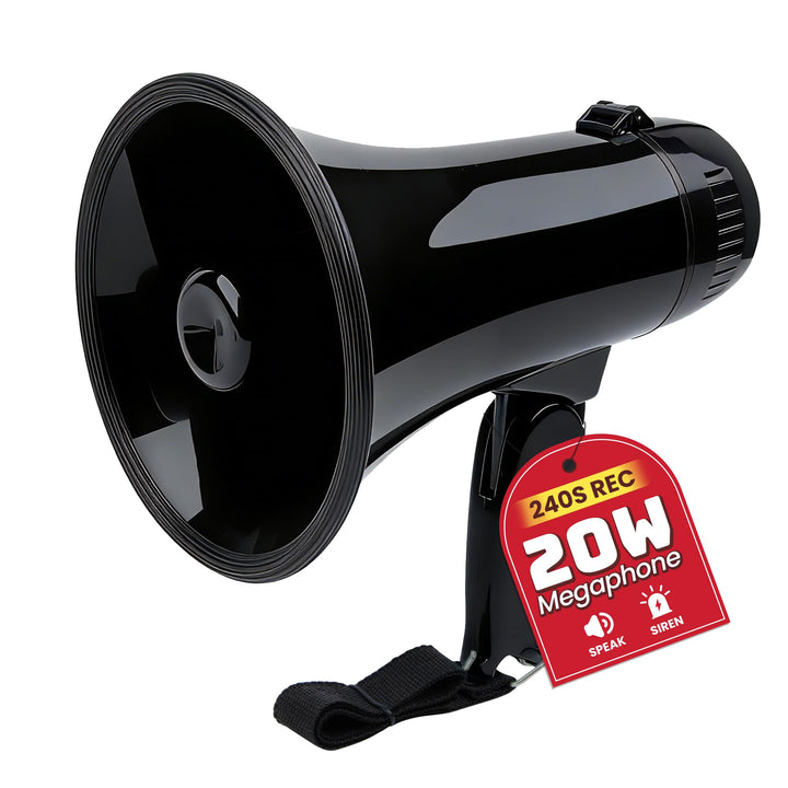MyMealivos Tragbares Megafon Bullhorn 20 Watt Power Megafon Lautsprecher Sprach- und Sirenen-/Alarmm