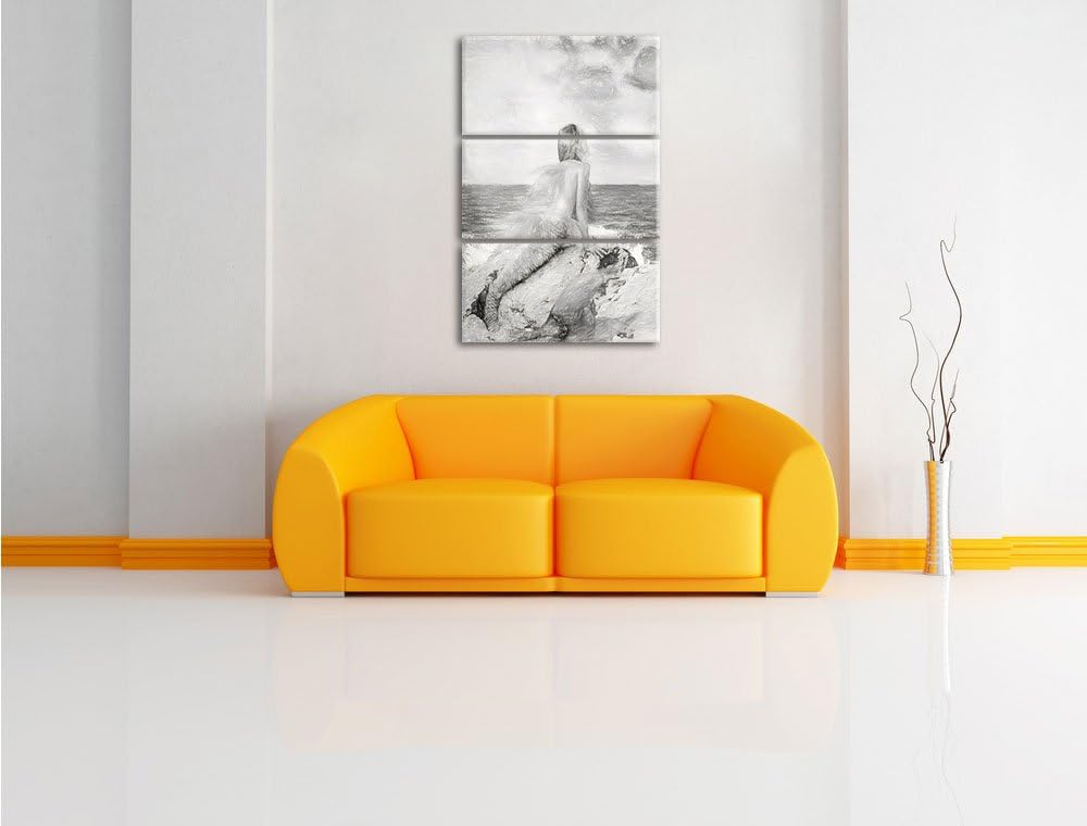 Pixxprint Traumhafte Meerjungfrau als Leinwandbild/Grösse: 3 Teilig (120x80) cm/Wandbild/Kunstdruck/