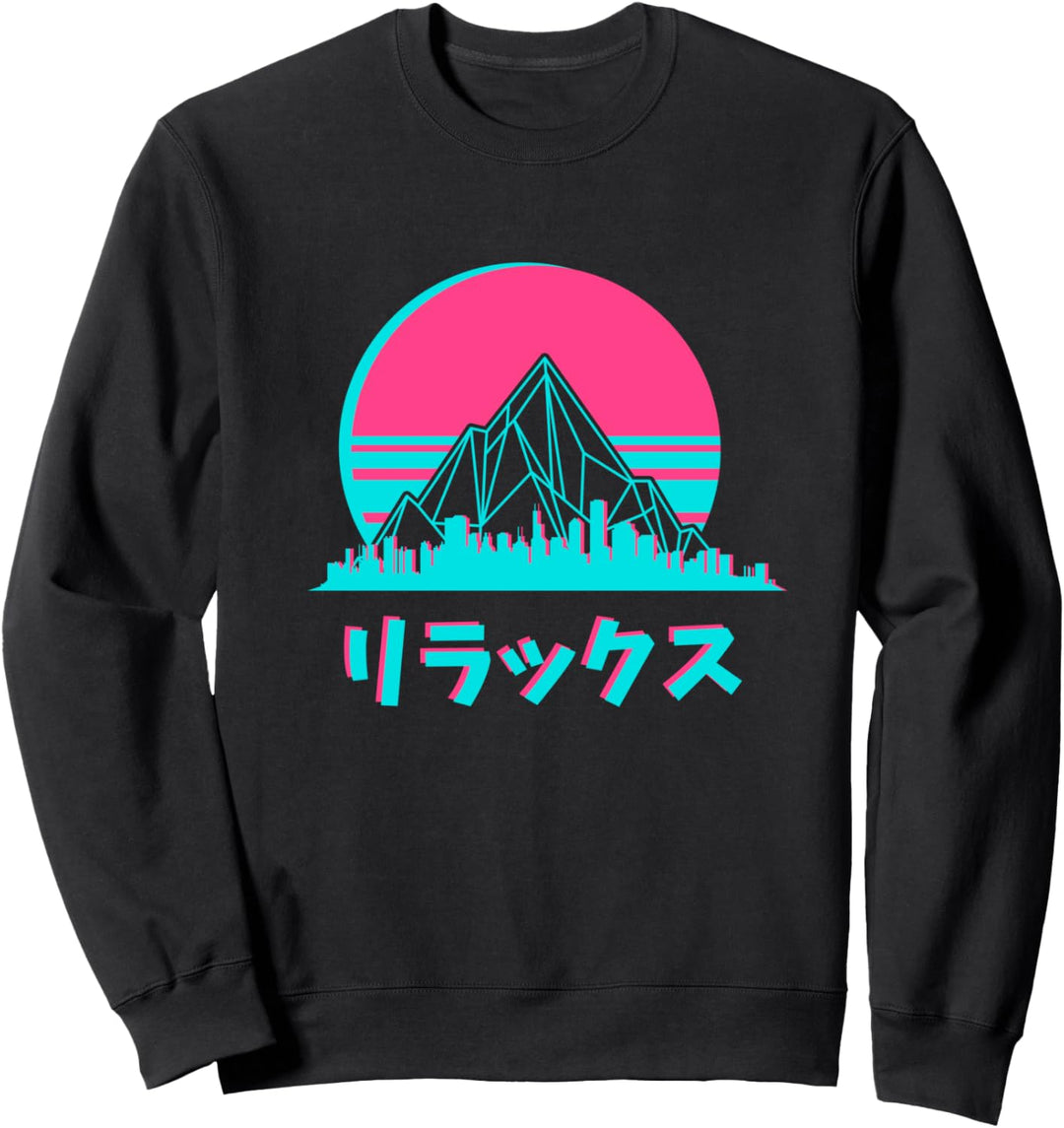 Vaporwave Aesthetic Skyline Sunset Anime Fan Gift Sweatshirt