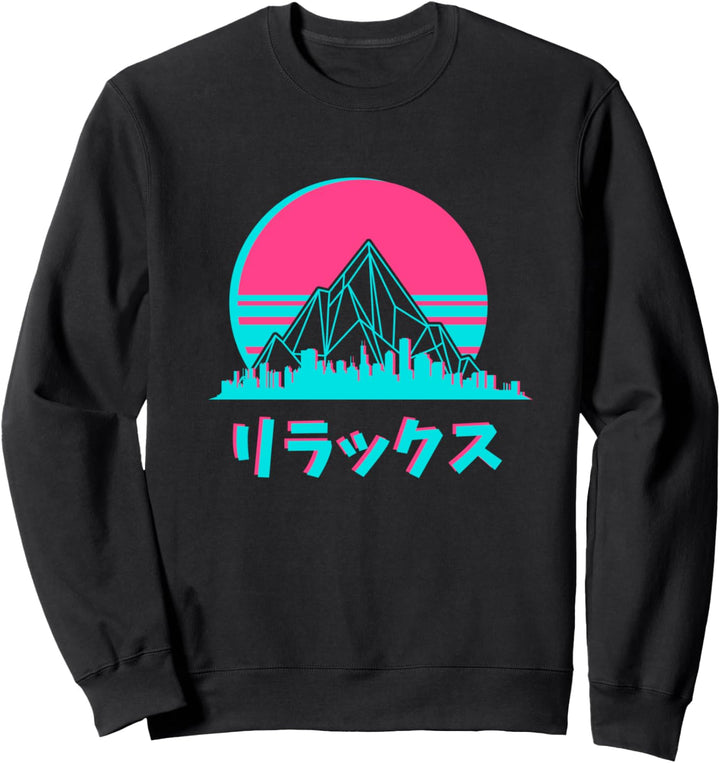 Vaporwave Aesthetic Skyline Sunset Anime Fan Gift Sweatshirt