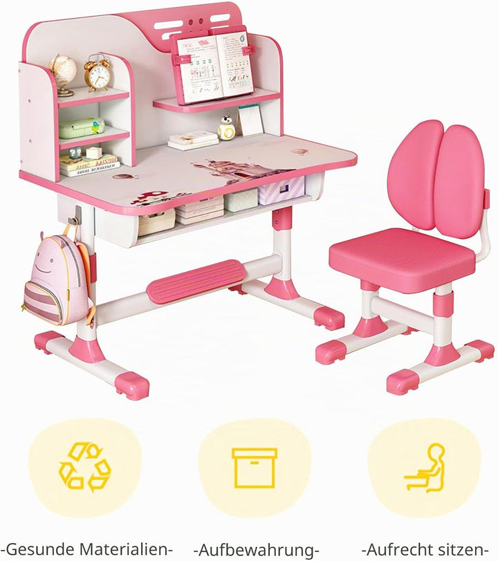 Kinderschreibtisch- und Stuhl-Set, Kinderschreibtische, Jungen- und Mädchenschreibtisch für Kinderzi