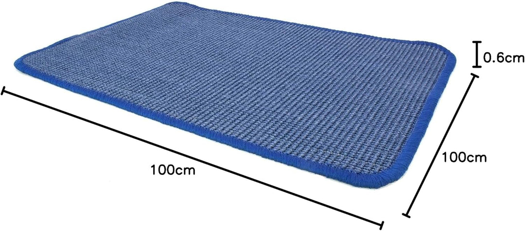 Primaflor Katzen-Kratzmatte - Blau, 100 x 100 cm, Rutschhemmende Sisalmatte für Krallenpflege, Robus