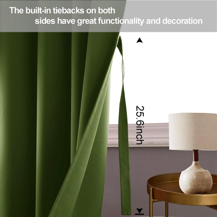 JIUZHEN Blickdicht Vorhänge Gardinen Ösenvorhang für Schlafzimmer Wohnzimmer,Olivgrün Verdunkelungsv