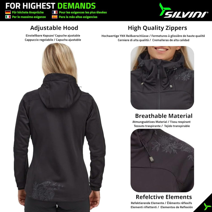 SILVINI Lano Damen Softshelljacke mit Kapuze Softshelljacke für Damen Softshelljacke Damen wasserdic
