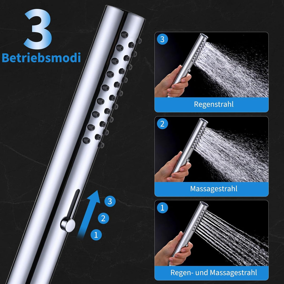 3 Modi Duschkopf Edelstahl DETBOM, Handbrause für Badezimmer, Shower Head Anti-Kalk, Wassersparend S