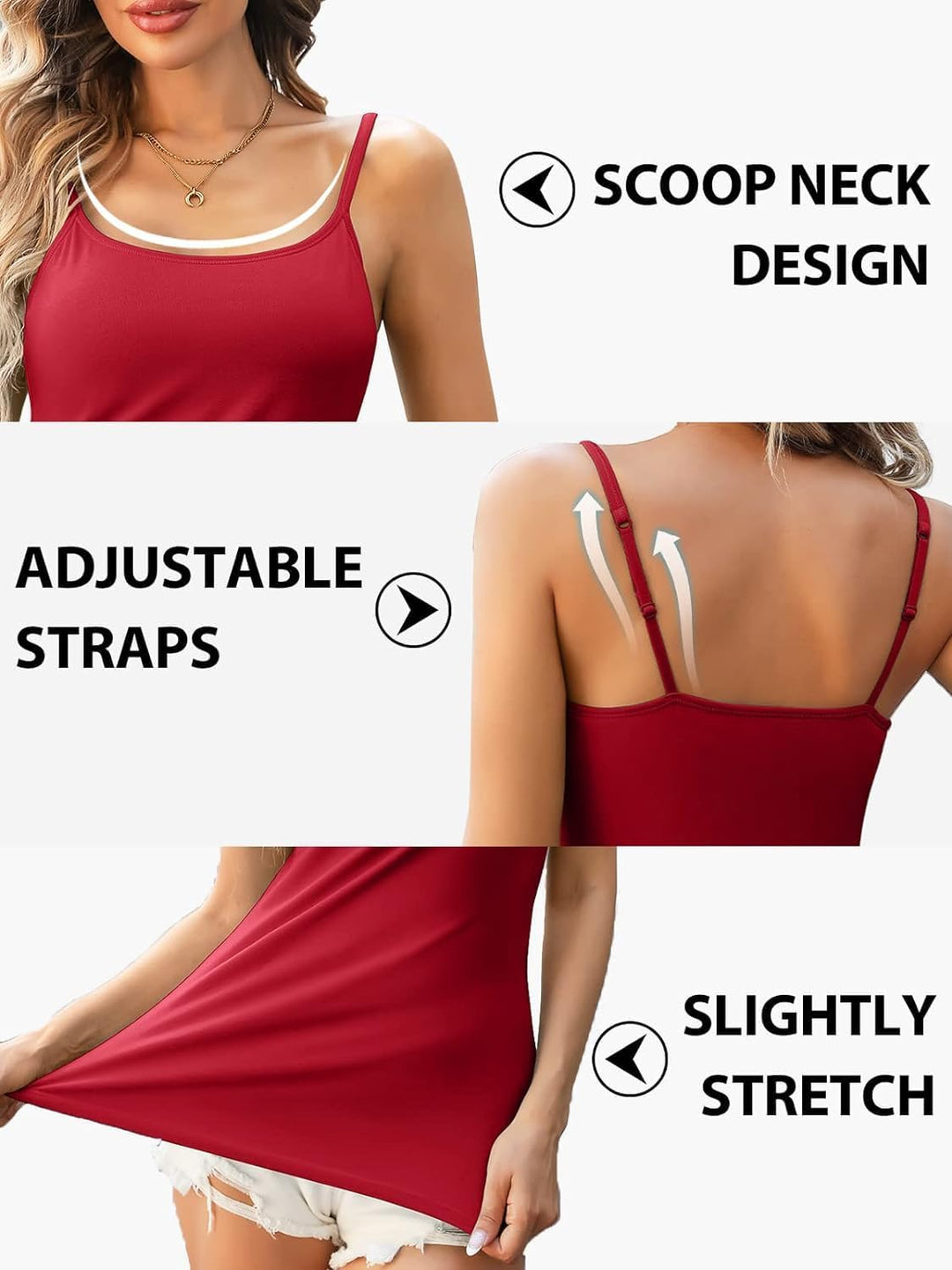 Attraco 2er Pack Damen Baumwolle Tank Top mit Regal BH Unterhemd Verstellbarer breiter Riemen Camiso