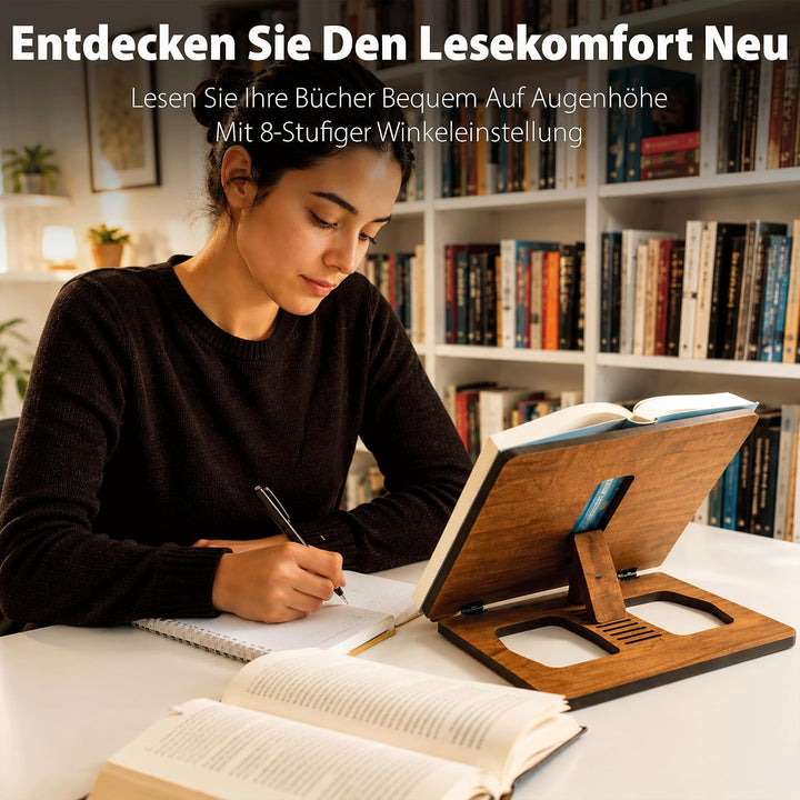 Vigo Wood Buchständer, Rezeptbuchständer, Kochbuchständer für die Küche, Bücherständer für die Anzei