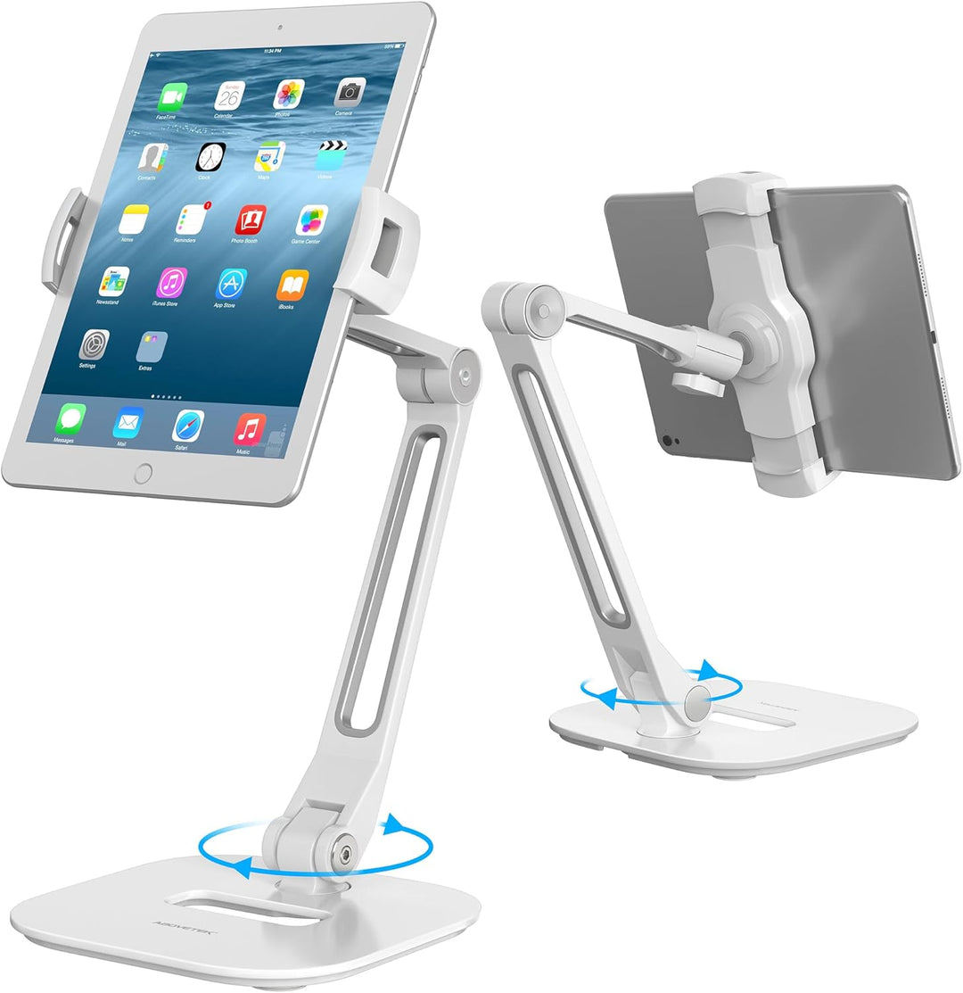 AboveTEK Long Arm Aluminium Tablet Ständer, Klapp Tablet Ständer mit 360 ° Swivel Clamp Halterung, p