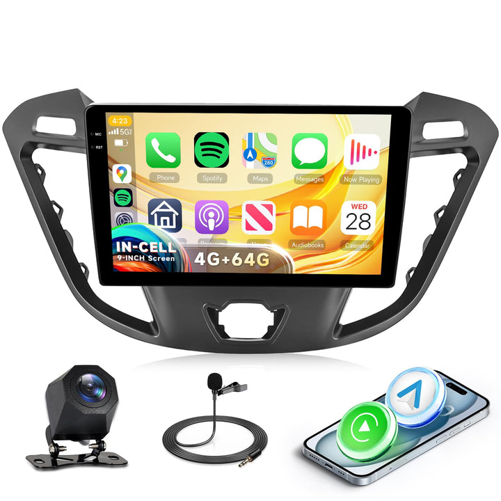 4G+64G Rimoody Android Autoradio für Ford Transit Custom Tourneo 2013-2018 9 Zoll HD Autoradio mit W
