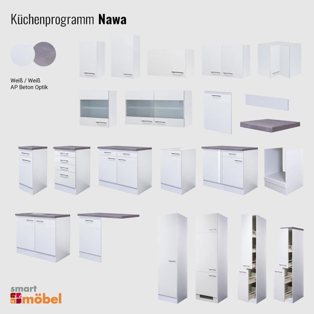 Smart Möbel Frontblende für vollintegrierten Geschirrspüler 60 cm Weiss - Nawa
