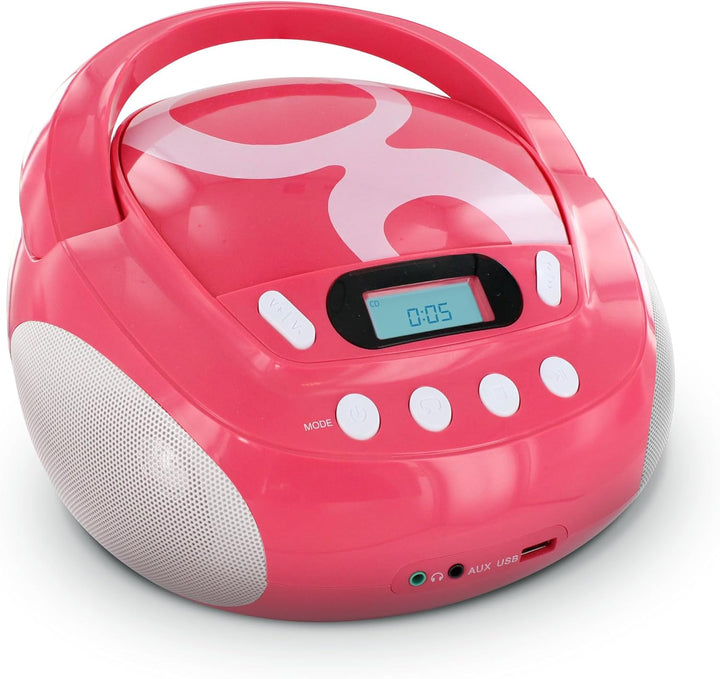 Metronic Gulli Radio/Tragbarer CD-/MP3-Player für Kinder, mit USB-Port Rose, Rose
