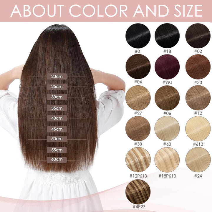 25cm Clip in Extenions Echthaar Haarteile Echthaar 1Pc 5Clips Haarteil 02# Dunkelbraun Weich Natürli
