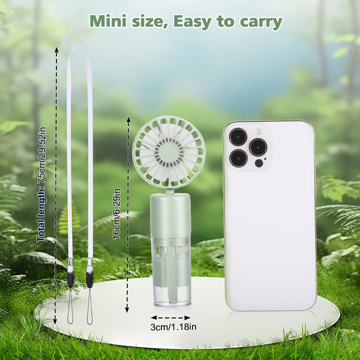 JIZZU Tragbarer Handventilator mit Wassernebel, 4000mAh Mini Ventilator USB, Wasserventilator mit 4