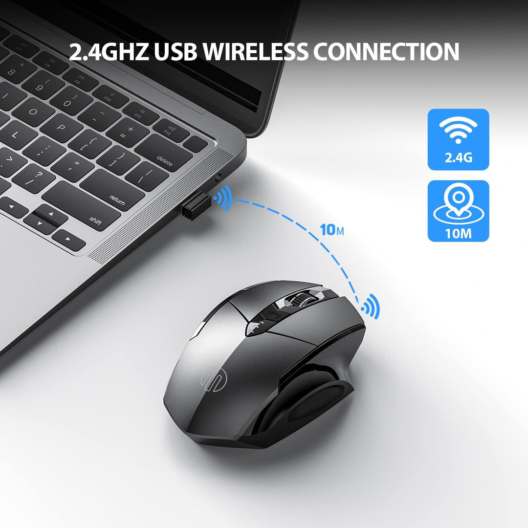 inphic Maus Kabellos Wiederaufladbare, Pro 2,4G 2400DPI USB funkmaus mit Anzeige des Batteriestands