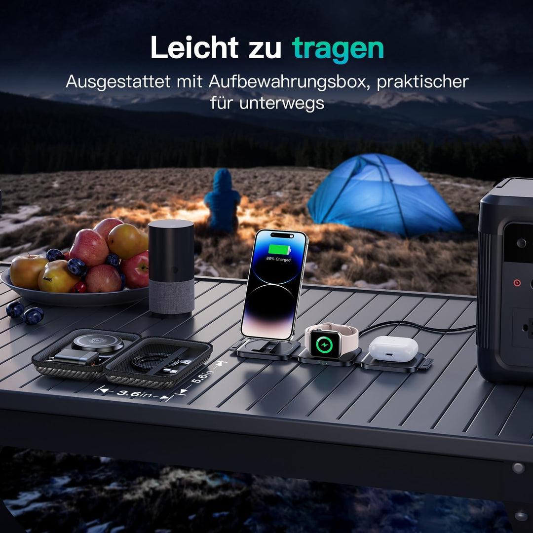 JARGOU 3 in1 Faltbare Ladestation für Apple, Ladestation Apple Watch und iPhone, Mag-Safe Ladegerät