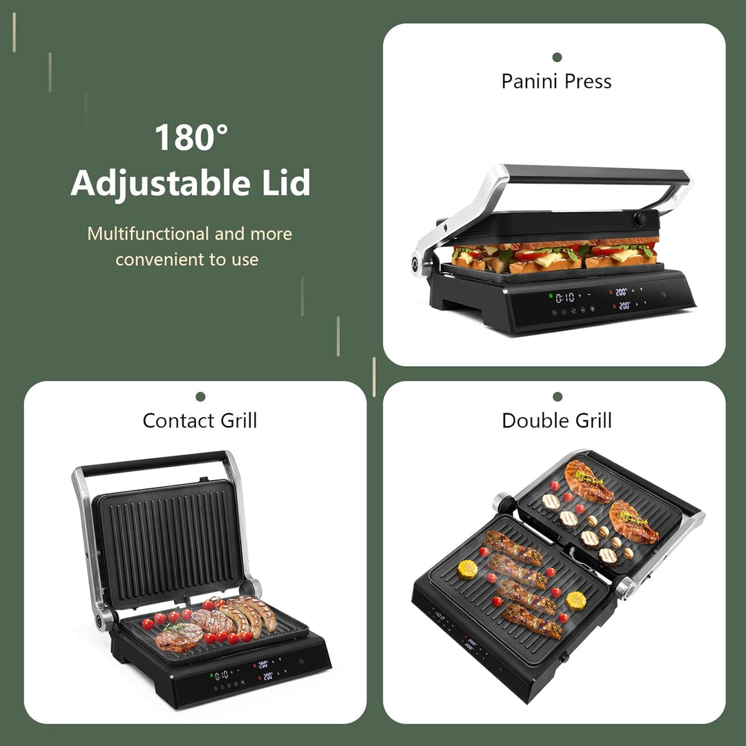 RELAX4LIFE Kontaktgrill 1800W, Elektrogrill Sandwichmaker Paninimaker, Sandwichtoaster 3 in 1, Grill