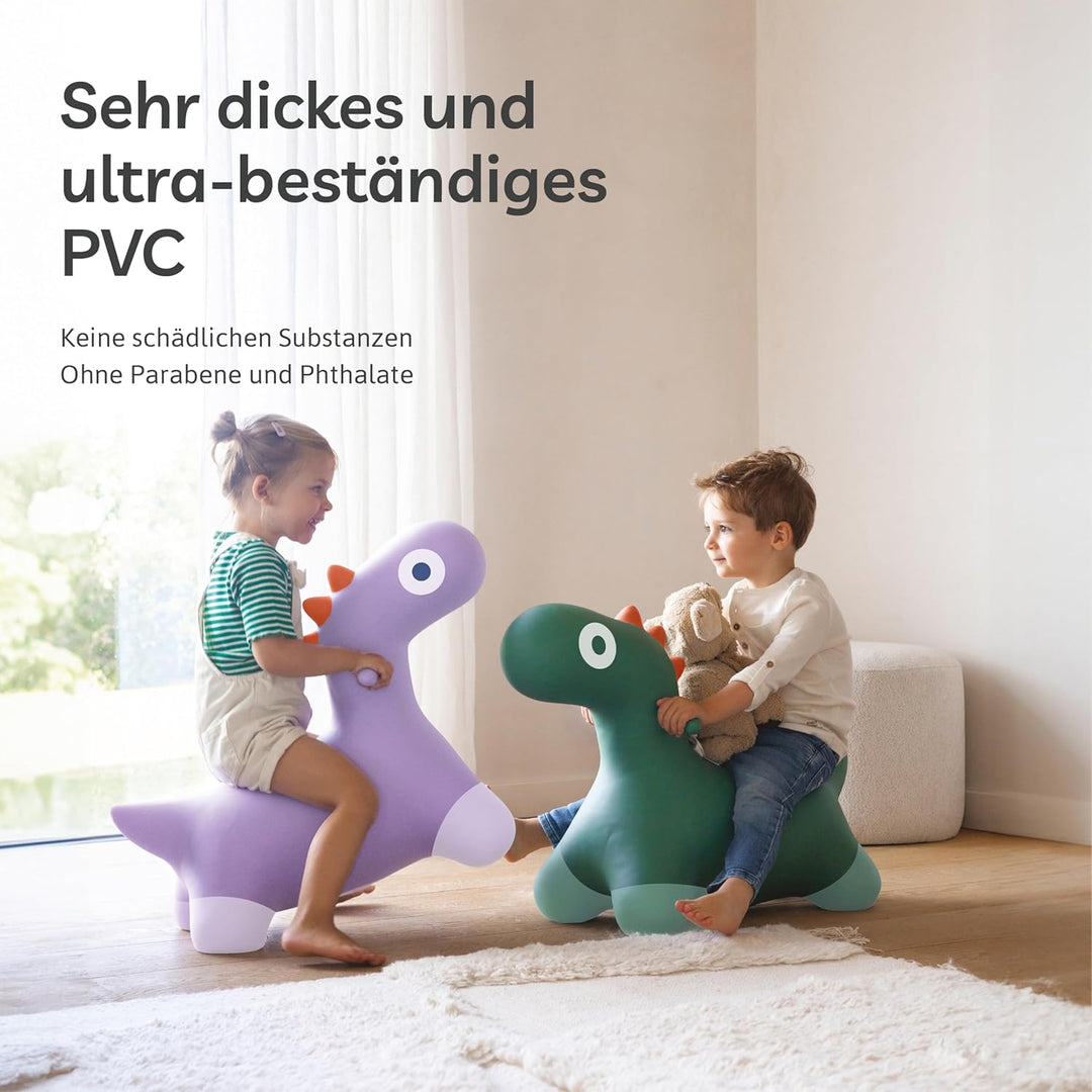Quut Hoppi Dino Springen – Aufblasbares Gartenspielzeug für Kinder – Robustes Spielzeug für Draussen