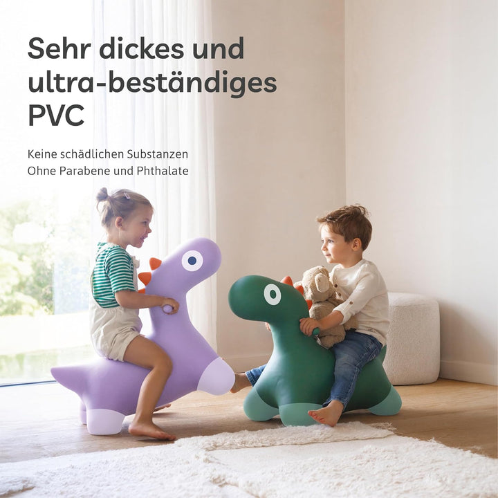 Quut Hoppi Dino Springen – Aufblasbares Gartenspielzeug für Kinder – Robustes Spielzeug für Draussen