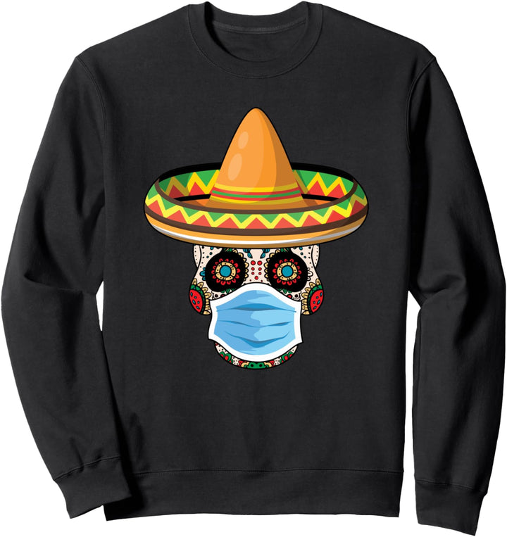 Sugar Skull mit Maske und Sombrero Cinco De Mayo Sweatshirt