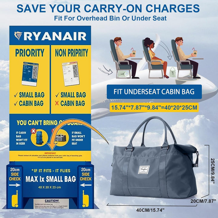 Reisetasche Damen Sporttasche 40x20x25 Ryanair Handgepäck Tasche Weekender Bag Schwimmtasche Wasserd