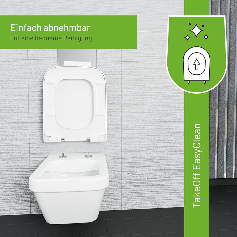 LUVETT® WC-Sitz inkl. 3 Edelstahl Montagelösungen & Absenkautomatik Softclose, Made in EU, antibakte